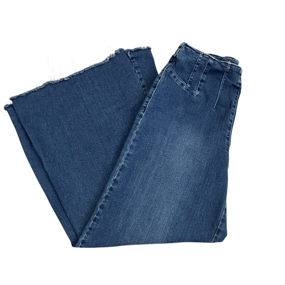 Anthropologie Pilcro Jeans Women 27x28 A-Line Trapeze High Rise Wide Leg Frayed
